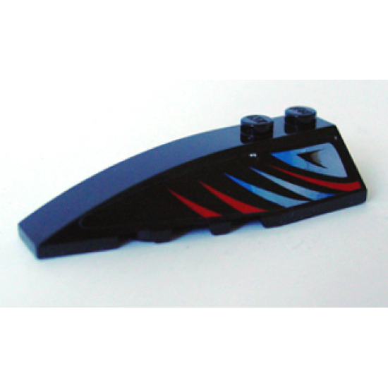 Wedge 6 x 2 Left with Sleek Red and Bluish Silver Pattern (Sticker) - Set 8669