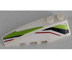 Wedge 6 x 2 Left with Black, Lime and Red Stripes Pattern (Stickers) - Set 8864