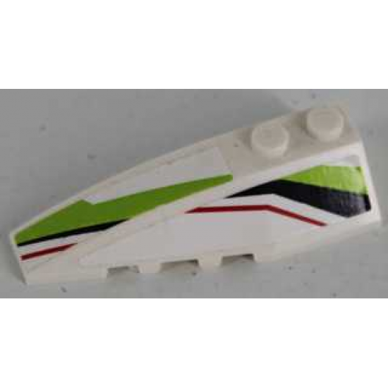 Wedge 6 x 2 Left with Black, Lime and Red Stripes Pattern (Stickers) - Set 8864
