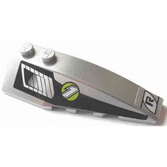 Wedge 6 x 2 Right with Air Vent and '1' in Lime Green Circle and 'R' in White Ellipse Pattern (Stickers) - Set 8647
