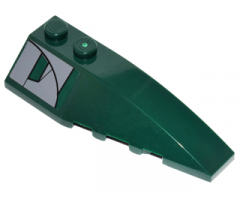 Wedge 6 x 2 Right with Dark Bluish Gray and Dark Green Panel Pattern (Sticker) - Set 8097