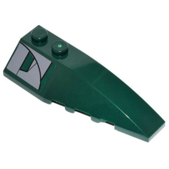 Wedge 6 x 2 Right with Dark Bluish Gray and Dark Green Panel Pattern (Sticker) - Set 8097