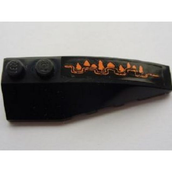 Wedge 6 x 2 Right with Short Orange Claw Pattern (Sticker) - Set 8076