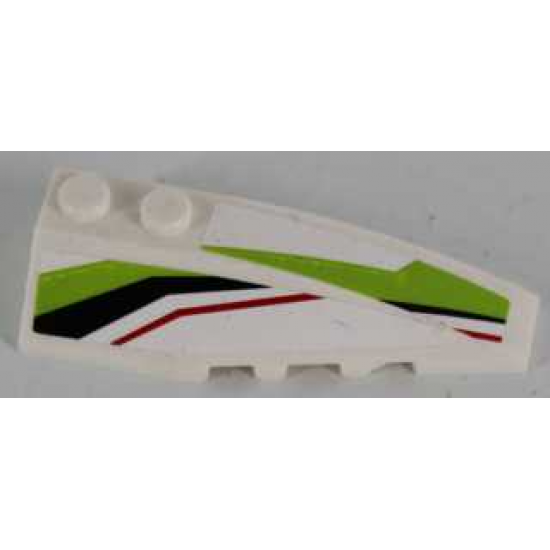 Wedge 6 x 2 Right with Black, Lime and Red Stripes Pattern (Stickers) - Set 8864