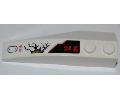 Wedge 6 x 2 Right with Riveted Hatch, Asian Characters and Gold Flames Pattern (Sticker) - Set 9449