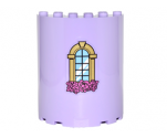 Cylinder Half 3 x 6 x 6 with 1 x 2 Cutout with Curved Lattice Window with Keystone and Pink Roses Pattern (Sticker) - Set 41067