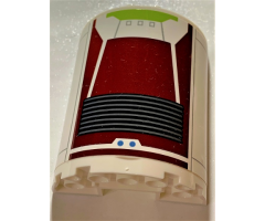 Cylinder Half 3 x 6 x 6 with 1 x 2 Cutout with SW Dark Red and Lime Spaceship Engine with Vents Pattern (Sticker) - Set 75191