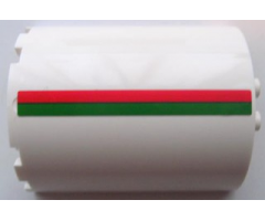 Cylinder Half 3 x 6 x 6 with 1 x 2 Cutout with Red and Green Stripes Pattern Model Right Side (Sticker) - Set 7939