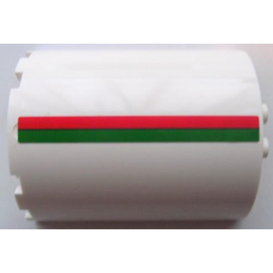 Cylinder Half 3 x 6 x 6 with 1 x 2 Cutout with Red and Green Stripes Pattern Model Right Side (Sticker) - Set 7939