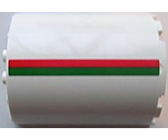 Cylinder Half 3 x 6 x 6 with 1 x 2 Cutout with Red and Green Stripes Pattern Model Left Side (Sticker) - Set 7939