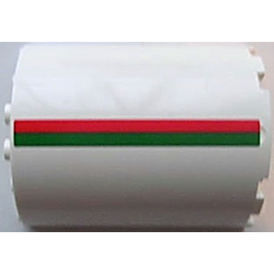 Cylinder Half 3 x 6 x 6 with 1 x 2 Cutout with Red and Green Stripes Pattern Model Left Side (Sticker) - Set 7939