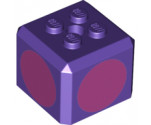 Brick, Modified Cube, 4 Studs on Top with Dark Pink Circles Pattern on Four Sides