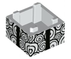 Container Box 2 x 2 x 1 - Top Opening with Black Spirals and Gift Wrap Ribbon Pattern