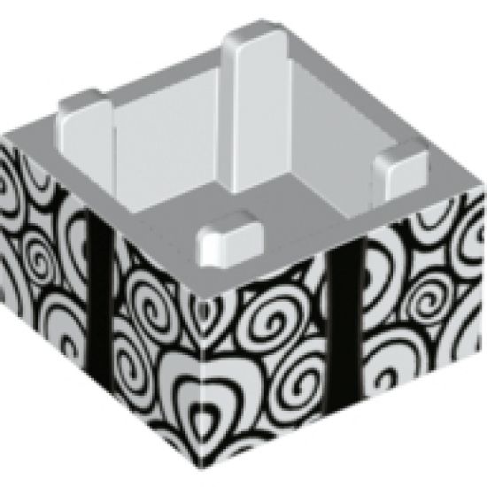 Container Box 2 x 2 x 1 - Top Opening with Black Spirals and Gift Wrap Ribbon Pattern