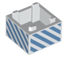 Container Box 2 x 2 x 1 - Top Opening with Medium Blue Diagonal Stripes Pattern