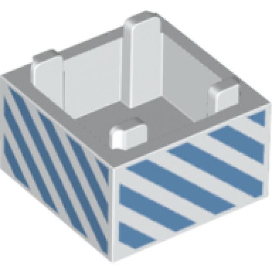 Container Box 2 x 2 x 1 - Top Opening with Medium Blue Diagonal Stripes Pattern