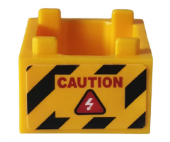 Container Box 2 x 2 x 1 - Top Opening with Red 'CAUTION', White Bolt in Red Triangle And Black and Yellow Danger Stripes Pattern on Both Sides (Stickers) - Set 76162