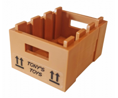 Container Crate 3 x 4 x 1 2/3 with Handholds with 'TONY'S TOYS' and Arrows Pattern on Both Ends (Stickers) - Set 76167
