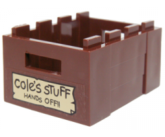 Container Crate 3 x 4 x 1 2/3 with Handholds with 'cole's STUFF HANDS OFF!!' Pattern (Sticker) - Set 70751