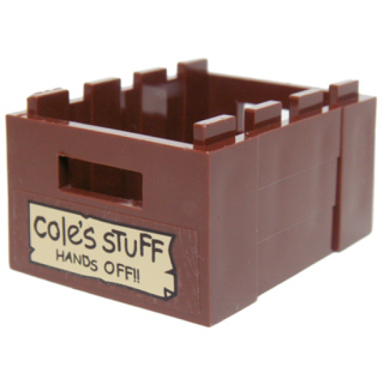 Container Crate 3 x 4 x 1 2/3 with Handholds with 'cole's STUFF HANDS OFF!!' Pattern (Sticker) - Set 70751