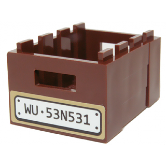 Container Crate 3 x 4 x 1 2/3 with Handholds with White License Plate and 'WU 53N531' Pattern (Sticker) - Set 70734