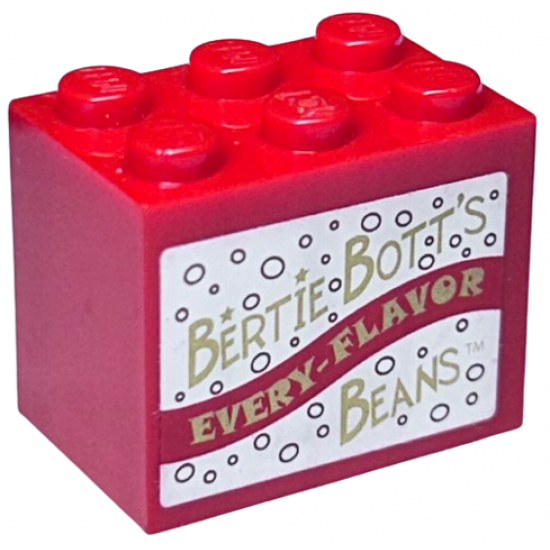 Container Cupboard 2 x 3 x 2 - Solid Studs with 'BERTIE BOTT'S EVERY-FLAVOR BEANS' on White Background Pattern (Sticker) - Set 4841