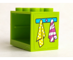 Container, Cupboard 2 x 3 x 2 - Hollow Studs with Medium Azure Hanger and Yellow and Magenta Towels Pattern (Sticker) - Set 41323