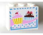 Container, Cupboard 2 x 3 x 2 - Hollow Studs with 2 Cupcakes Pattern (Sticker) - Set 3061