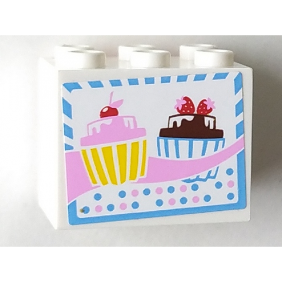 Container, Cupboard 2 x 3 x 2 - Hollow Studs with 2 Cupcakes Pattern (Sticker) - Set 3061