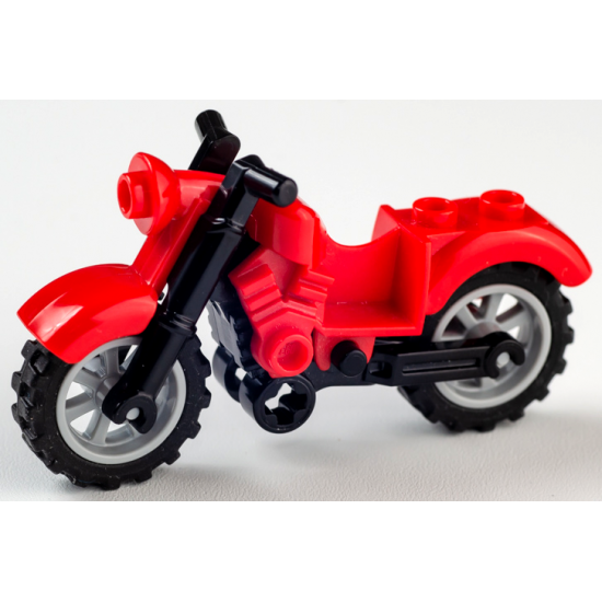 Riding Cycle Motorcycle Vintage with Black Chassis and Light Bluish Gray Wheels