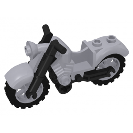 Riding Cycle Motorcycle Vintage with Black Chassis and Light Bluish Gray Wheels