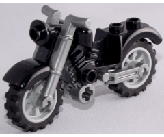 Riding Cycle Motorcycle Vintage with Flat Silver Chassis and Light Bluish Gray Wheels