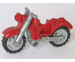 Riding Cycle Motorcycle Vintage with Flat Silver Chassis and Light Bluish Gray Wheels