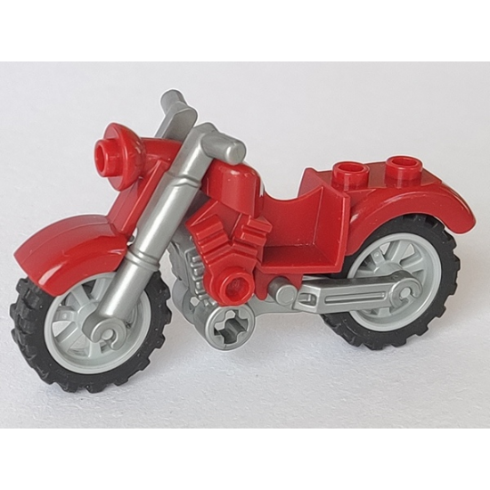 Riding Cycle Motorcycle Vintage with Flat Silver Chassis and Light Bluish Gray Wheels