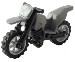 Riding Cycle Motorcycle Dirt Bike with Black Chassis (Long Fairing Mounts) and Light Bluish Gray Wheels