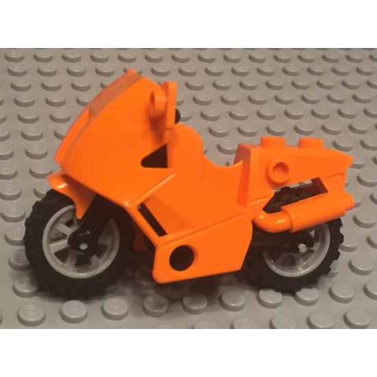 Riding Cycle Motorcycle City with Black Chassis (Long Fairing Mounts) and Light Bluish Gray Wheels