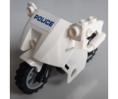 Motorcycle City with Black Chassis, LBG Wheels and Fairing with Blue 'POLICE' on White Background Pattern (Sticker) - Set 60200