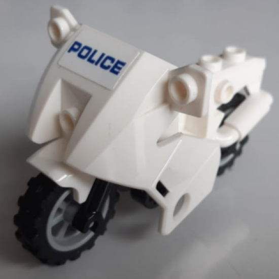 Motorcycle City with Black Chassis, LBG Wheels and Fairing with Blue 'POLICE' on White Background Pattern (Sticker) - Set 60200