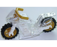 Riding Cycle Motorcycle Sport Bike with White Frame, Pearl Gold Wheels and Angular Handlebars