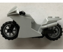 Riding Cycle Motorcycle Sport Bike with Black Frame, Flat Silver Wheels and Black Handlebars