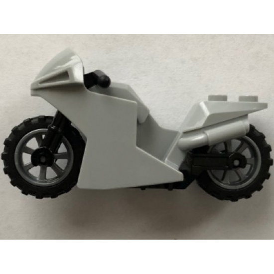 Riding Cycle Motorcycle Sport Bike with Black Frame, Flat Silver Wheels and Black Handlebars