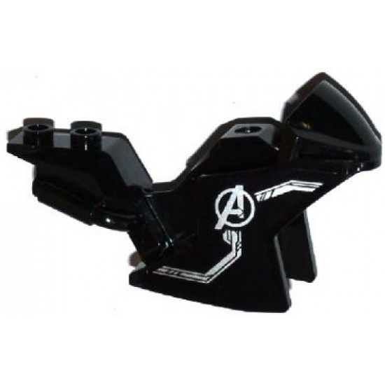 Riding Cycle Motorcycle Fairing, Racing (Sport) Bike with Silver Lines and Avengers Logo Pattern on Both Sides (Stickers) - Set 76032