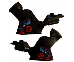 Riding Cycle Motorcycle Fairing, Racing (Sport) Bike with Red Ninjago Logogram 'DS' in Circle and Dragon Pattern on Both Sides (Stickers) - Set 70638
