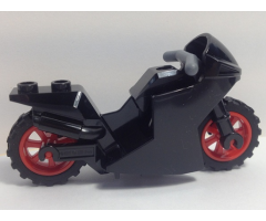 Riding Cycle Motorcycle Sport Bike with Black Frame, Red Wheels and Dark Bluish Gray Handlebars