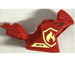 Motorcycle Fairing, Racing (Sport) Bike with 'FIRE-09' and Bright Light Yellow Fire Logo Pattern on Both Sides (Stickers) - Set 60216