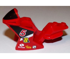 Riding Cycle Motorcycle Fairing, Racing (Sport) Bike with Black Windshield Pattern with Number 5 and Octan Logo Pattern on Both Sides (Stickers) - Set 60084
