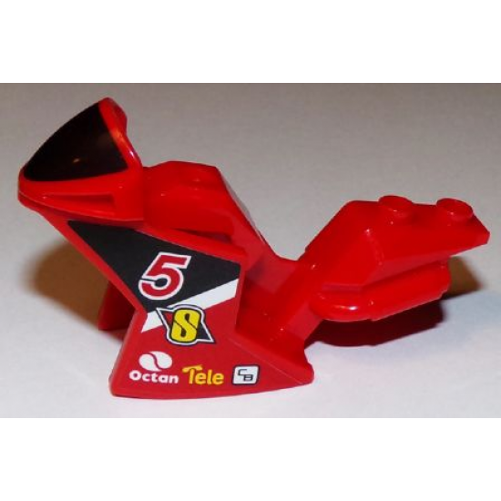 Riding Cycle Motorcycle Fairing, Racing (Sport) Bike with Black Windshield Pattern with Number 5 and Octan Logo Pattern on Both Sides (Stickers) - Set 60084