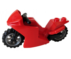 Riding Cycle Motorcycle Sport Bike with Black Frame, Flat Silver Wheels and Black Handlebars