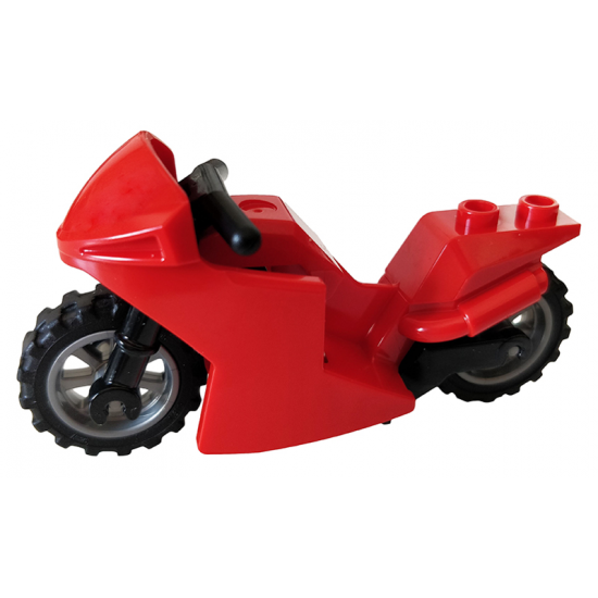 Riding Cycle Motorcycle Sport Bike with Black Frame, Flat Silver Wheels and Black Handlebars