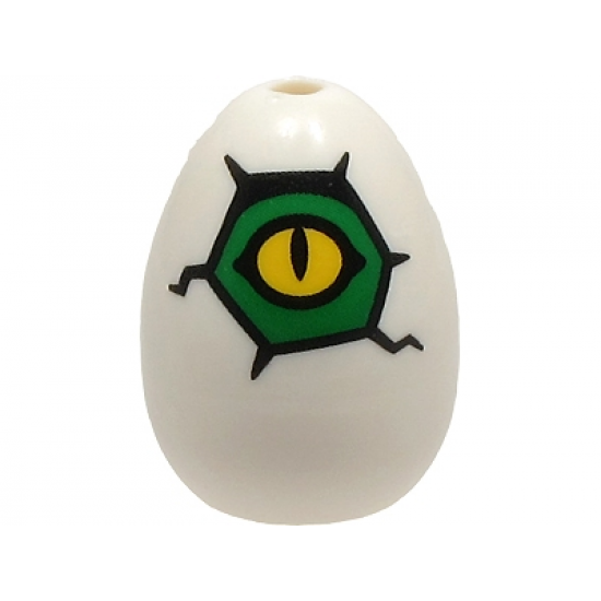 Egg with Small Pin Hole with Yellow and Green Alligator / Crocodile Eye and Cracks Pattern